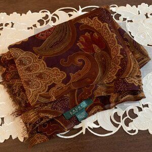 Ralph Lauren Brown Plum Paisley Scarf